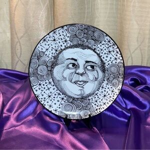 Artist Plate by Kim Wilde Signed Black and White Moon Face Plate One & Only